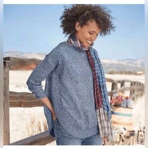 Sundance Valeria Women’s Sweater Small Round Hem Side Slit Vented Pullover Blue